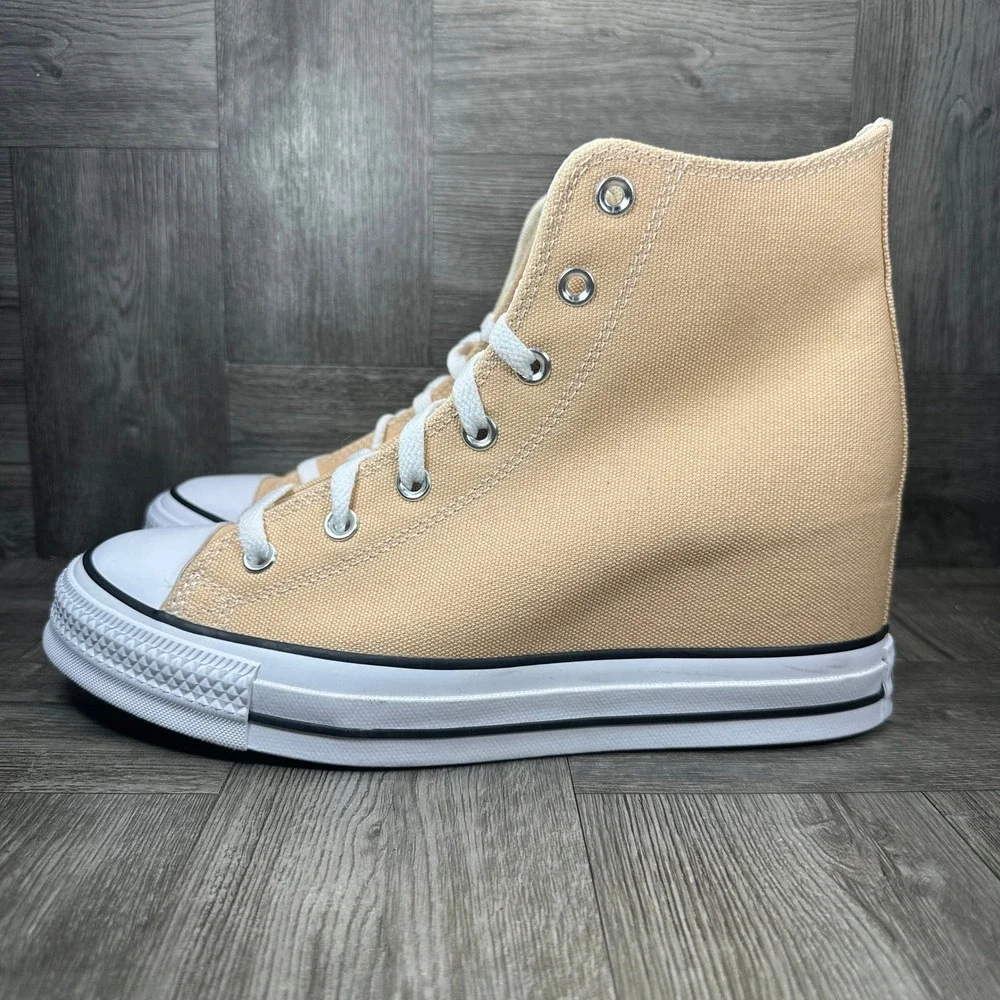 Converse All Star Lux Wedge Women 11 Tan Peach Canvas High Top NEW
